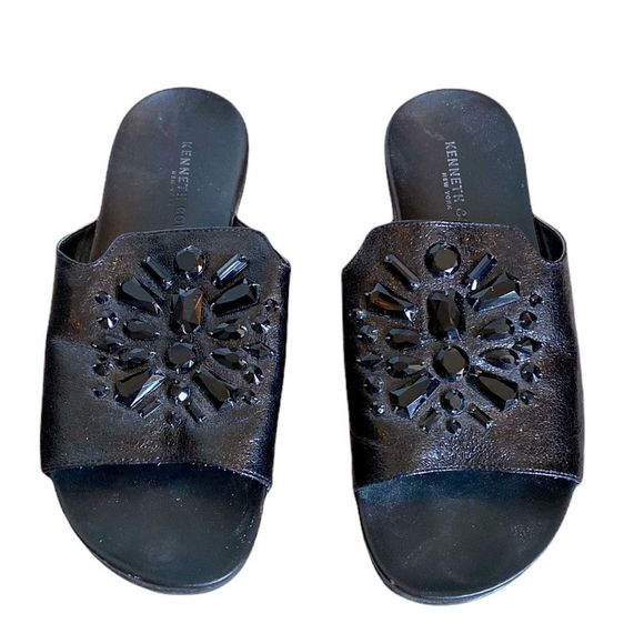 Kenneth Cole Shoes - Kenneth Cole Black Stone Embellished Sandals/Slides Size 8
